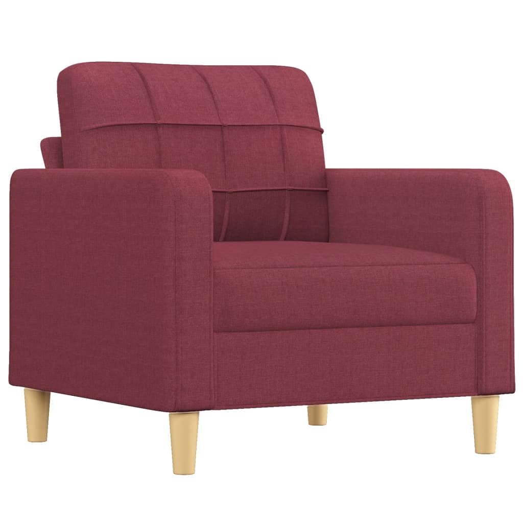 vidaXL 3-tlg. Sofagarnitur mit Kissen Weinrot Stoff