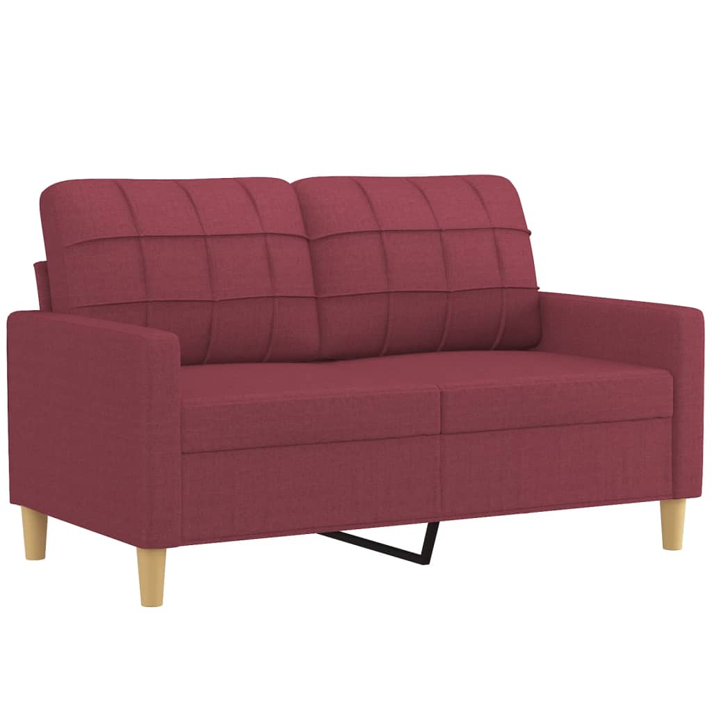 vidaXL 3-tlg. Sofagarnitur mit Kissen Weinrot Stoff