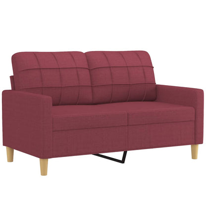 vidaXL 3-tlg. Sofagarnitur mit Kissen Weinrot Stoff