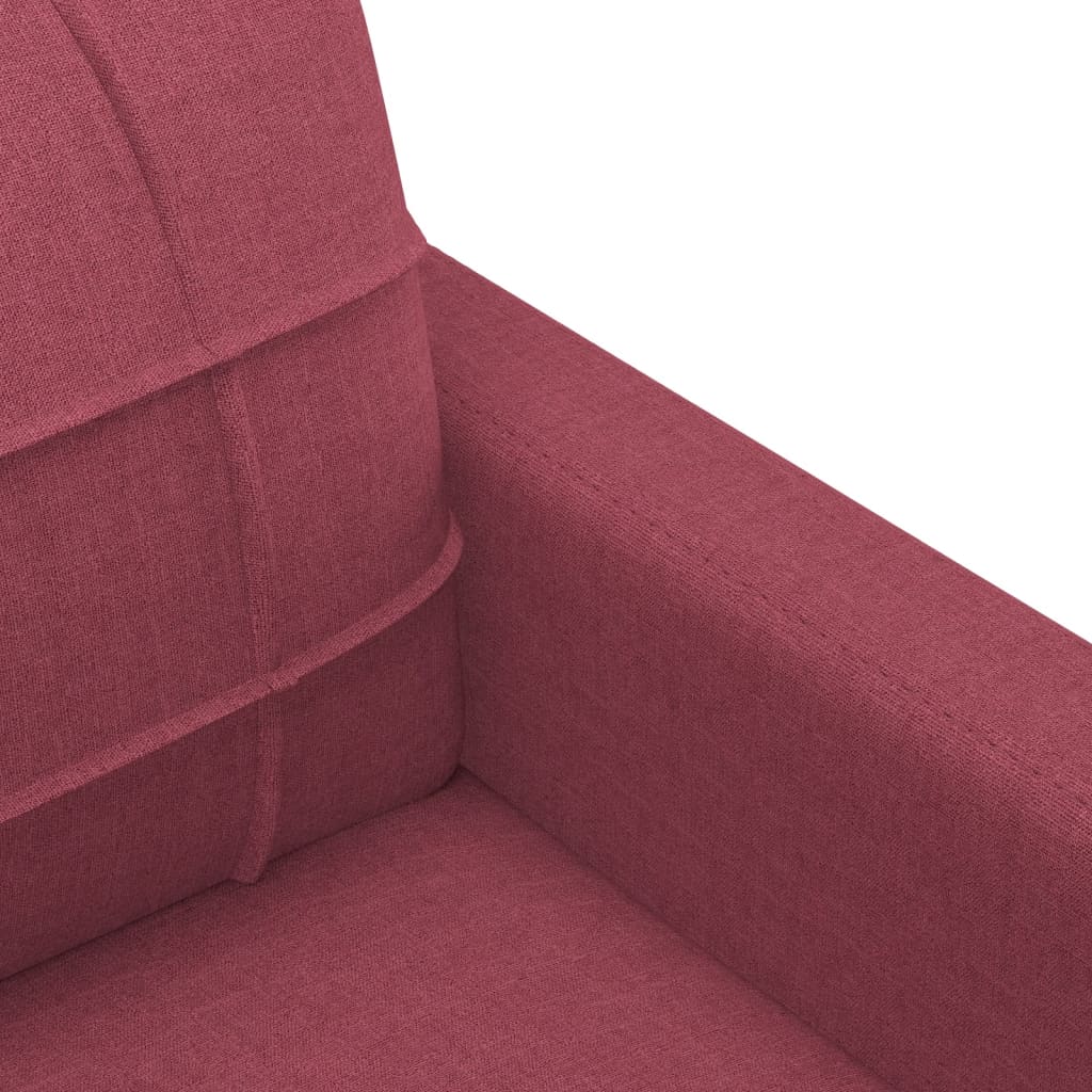 vidaXL 3-tlg. Sofagarnitur mit Kissen Weinrot Stoff