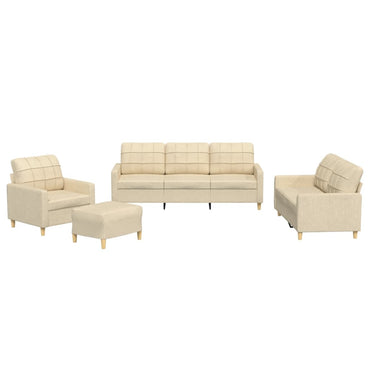 vidaXL 4-tlg. Sofagarnitur mit Kissen Creme Stoff