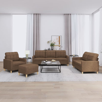 vidaXL 4-tlg. Sofagarnitur mit Kissen Braun Stoff