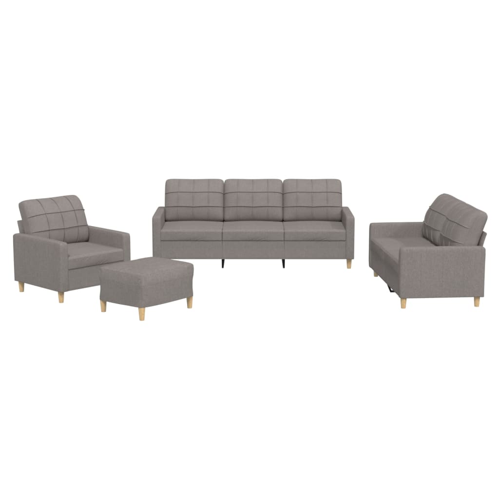 vidaXL 4-tlg. Sofagarnitur mit Kissen Taupe Stoff