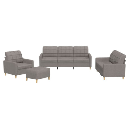 vidaXL 4-tlg. Sofagarnitur mit Kissen Taupe Stoff