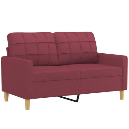 vidaXL 3-tlg. Sofagarnitur mit Kissen Weinrot Stoff