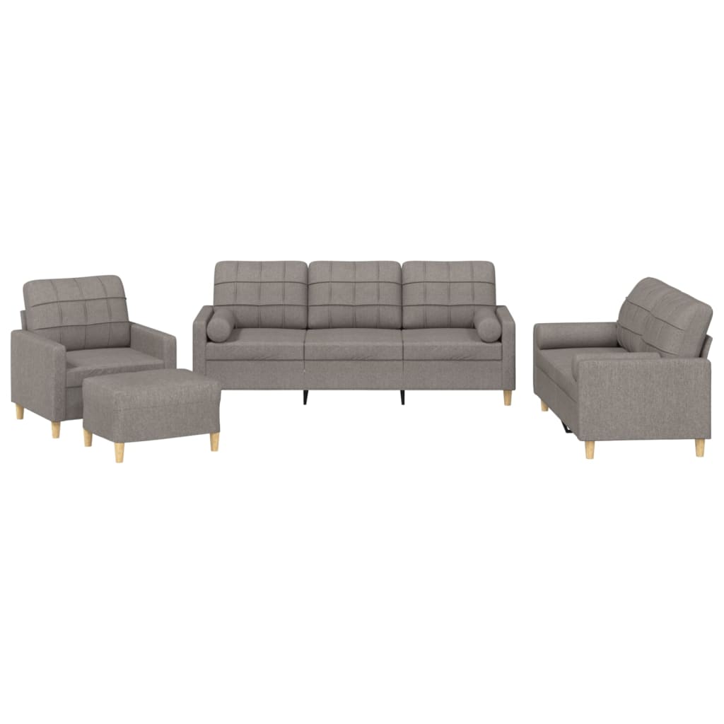 vidaXL 4-tlg. Sofagarnitur mit Kissen Taupe Stoff