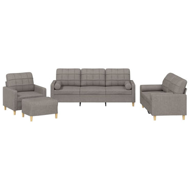 vidaXL 4-tlg. Sofagarnitur mit Kissen Taupe Stoff