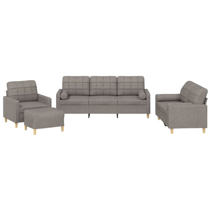 vidaXL 4-tlg. Sofagarnitur mit Kissen Taupe Stoff