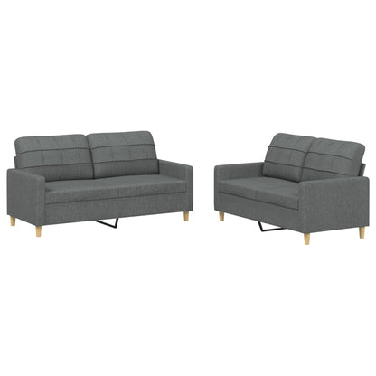 vidaXL Ensemble de canapés 2 pièces avec coussins Tissu Gris foncé
