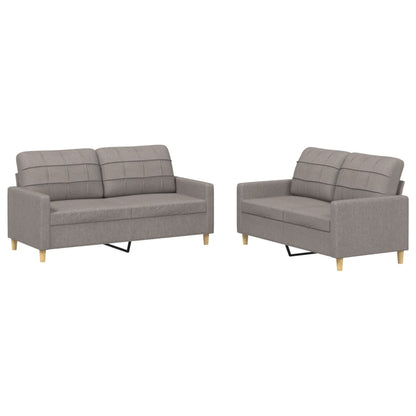 vidaXL 2-tlg. Sofagarnitur mit Kissen Taupe Stoff