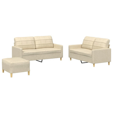 vidaXL 3-tlg. Sofagarnitur mit Kissen Creme Stoff