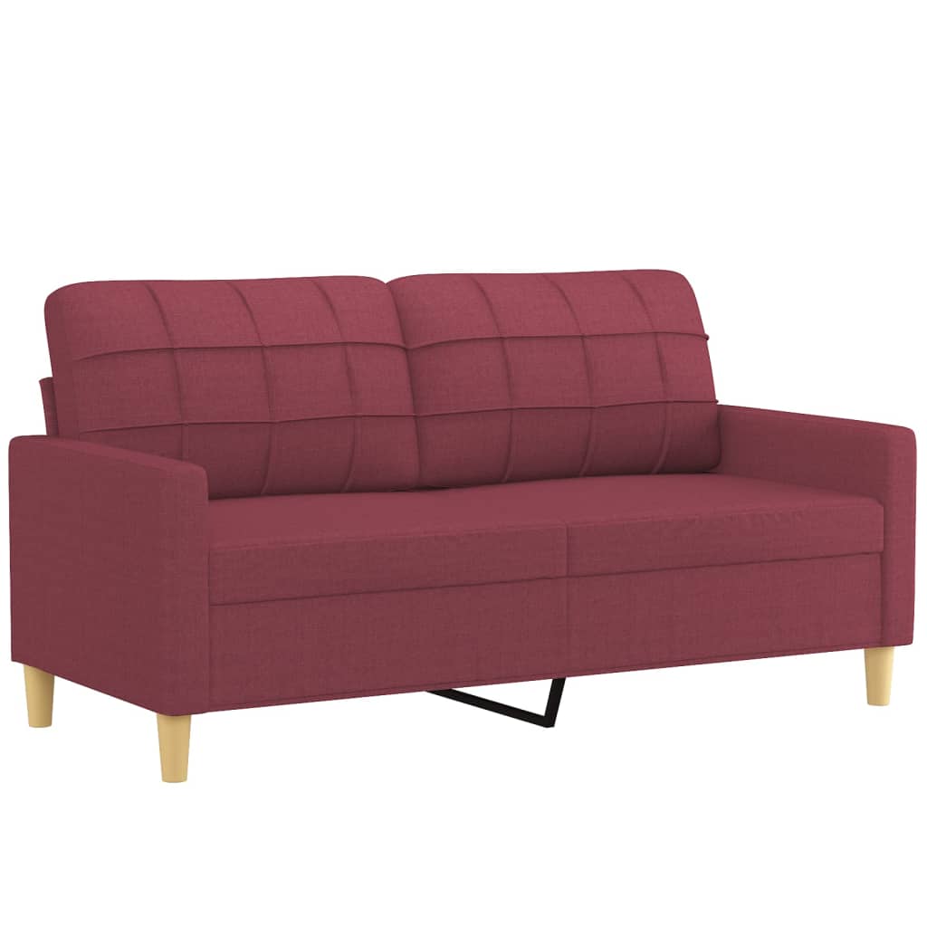 vidaXL 3-tlg. Sofagarnitur mit Kissen Weinrot Stoff