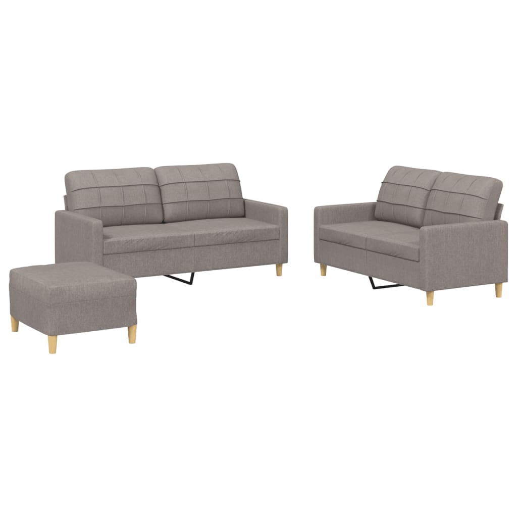 vidaXL 3-tlg. Sofagarnitur mit Kissen Taupe Stoff