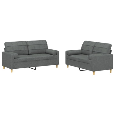 vidaXL Ensemble de canapés 2 pièces avec coussins Tissu Gris foncé
