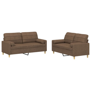 vidaXL 2-tlg. Sofagarnitur mit Kissen Braun Stoff