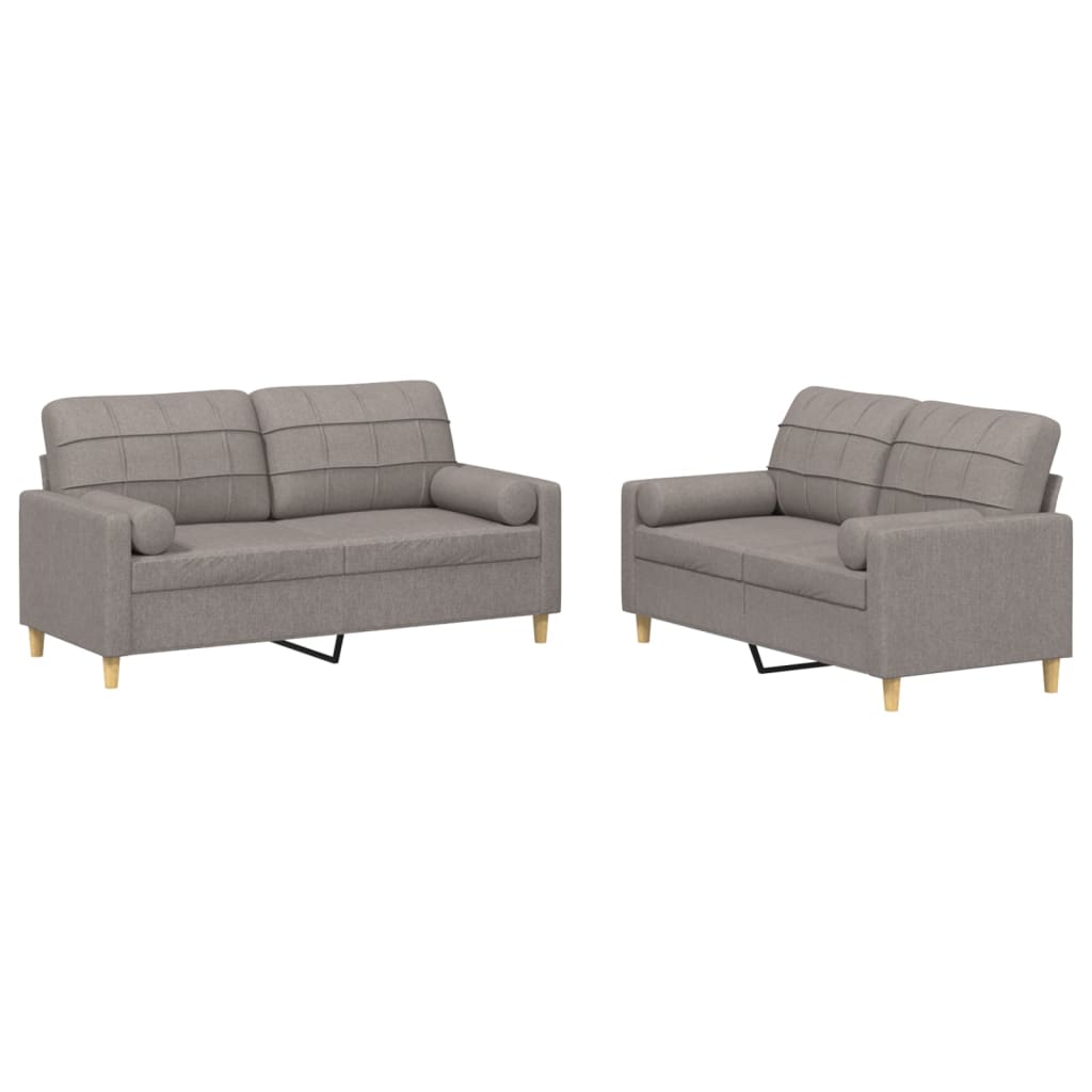 vidaXL 2-tlg. Sofagarnitur mit Kissen Taupe Stoff