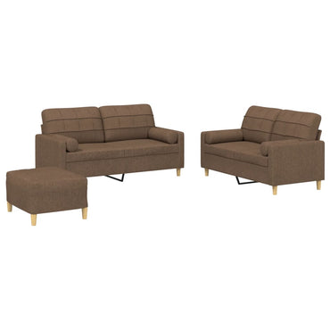 vidaXL Ensemble de canapés 3 pièces avec coussins Tissu Marron