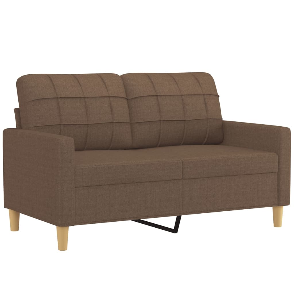 vidaXL 2-tlg. Sofagarnitur mit Kissen Braun Stoff
