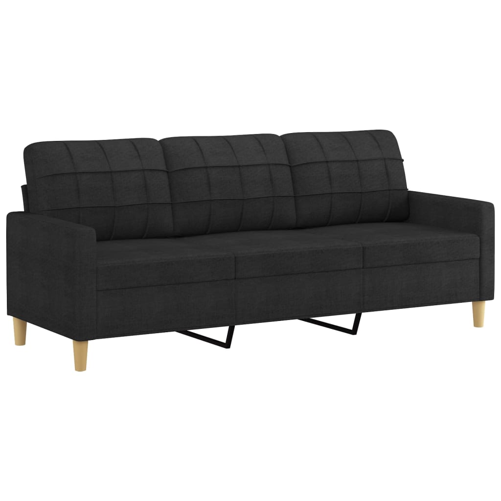 vidaXL 2-tlg. Sofagarnitur mit Kissen Schwarz Stoff