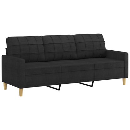 vidaXL 2-tlg. Sofagarnitur mit Kissen Schwarz Stoff