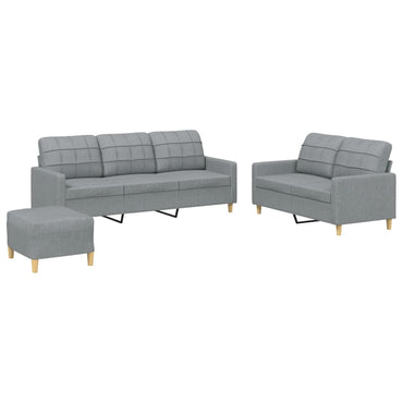vidaXL Ensemble de canapés 3 pièces avec coussins Tissu Gris clair