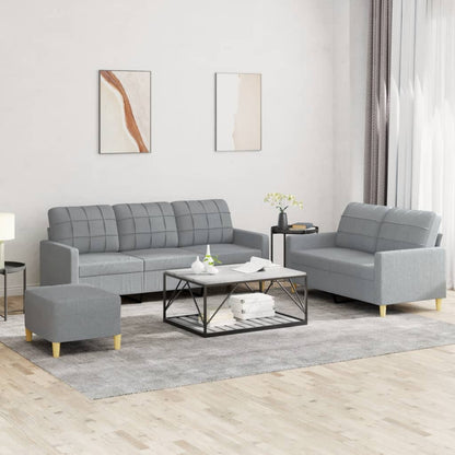 vidaXL Ensemble de canapés 3 pièces avec coussins Tissu Gris clair