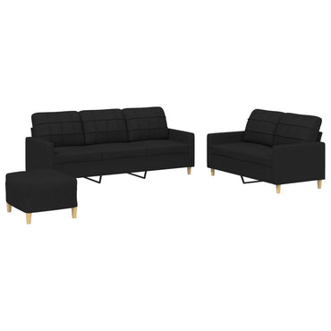 vidaXL Ensemble de canapés 3 pcs avec coussins Tissu Noir