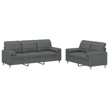 vidaXL Ensemble de canapés 2 pièces avec coussins Tissu Gris foncé