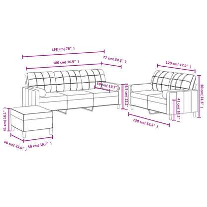 vidaXL 3-tlg. Sofagarnitur mit Kissen Taupe Stoff