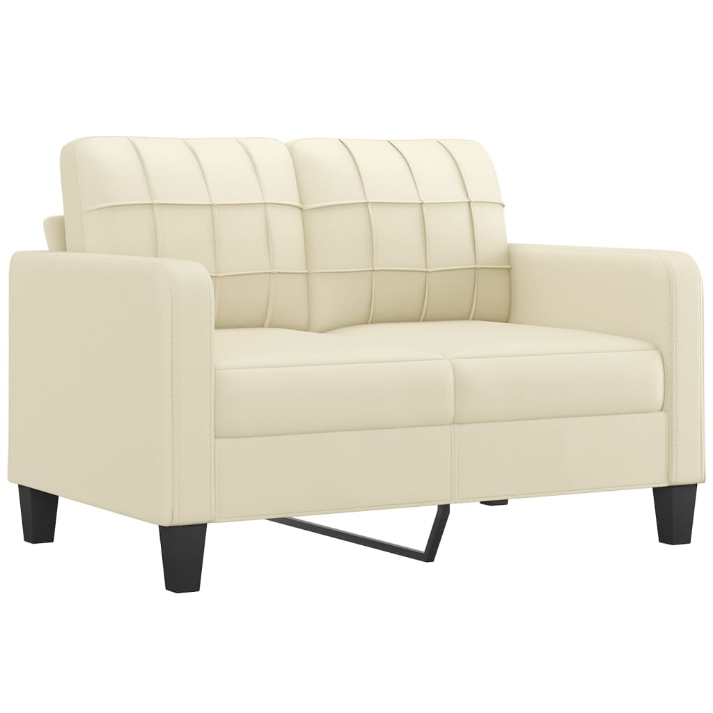 vidaXL 3-tlg. Sofagarnitur mit Kissen Creme Kunstleder