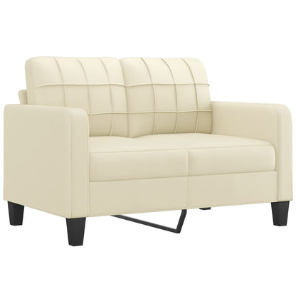 vidaXL 3-tlg. Sofagarnitur mit Kissen Creme Kunstleder