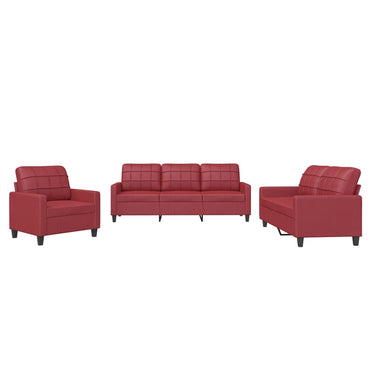 vidaXL Ensemble de canapé 3 pièces avec coussins, similicuir rouge bordeaux