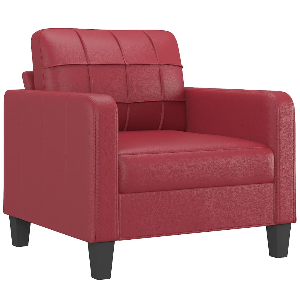 vidaXL Ensemble de canapé 3 pièces avec coussins, similicuir rouge bordeaux