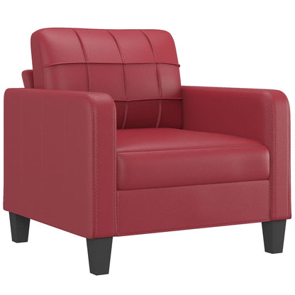 vidaXL Ensemble de canapé 3 pièces avec coussins, similicuir rouge bordeaux