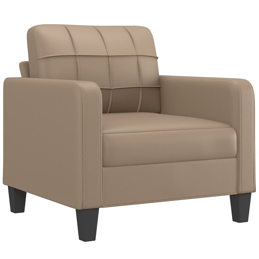 vidaXL 3-tlg. Sofagarnitur mit Kissen Cappuccino-Braun Kunstleder