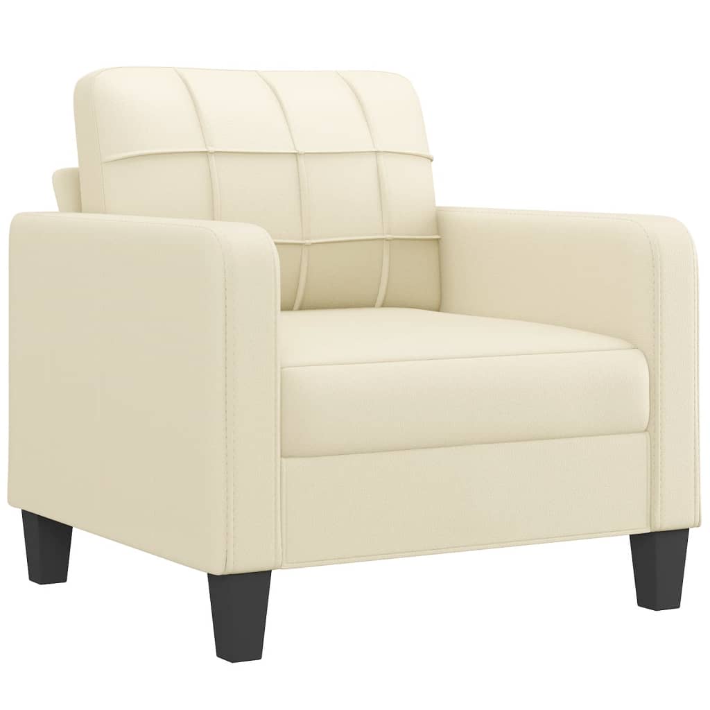 vidaXL 4-tlg. Sofagarnitur mit Kissen Creme Kunstleder