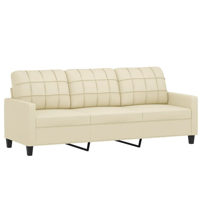vidaXL 4-tlg. Sofagarnitur mit Kissen Creme Kunstleder