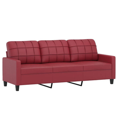 vidaXL Ensemble de canapé 3 pièces avec coussins, similicuir rouge bordeaux