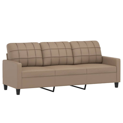vidaXL Ensemble de canapés 3 pcs avec coussins en similicuir marron cappuccino