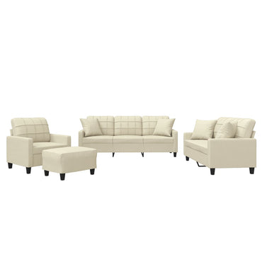 vidaXL Salon de jardin 4 pcs avec coussins Similicuir crème