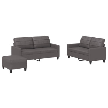 vidaXL Ensemble de canapés 3 pièces avec oreillers Gris Similicuir