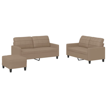 vidaXL Ensemble de canapés 3 pcs avec coussins en similicuir marron cappuccino