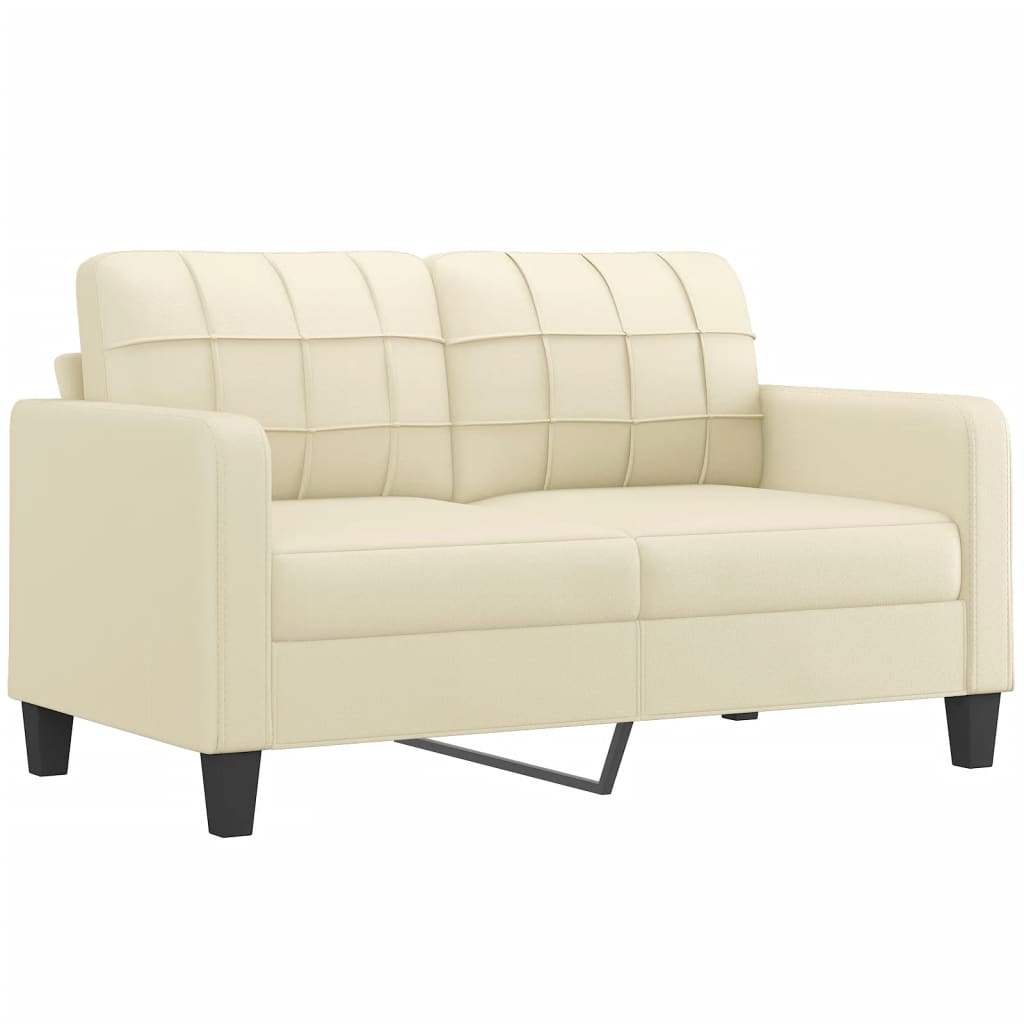 vidaXL 2-tlg. Sofagarnitur mit Kissen Creme Kunstleder