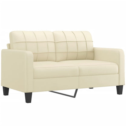 vidaXL 2-tlg. Sofagarnitur mit Kissen Creme Kunstleder