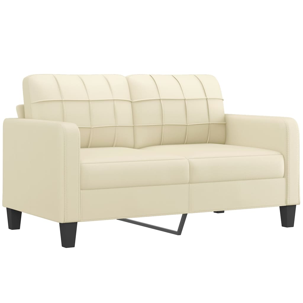 vidaXL Ensemble de canapés 3 pcs avec coussins Crème Similicuir
