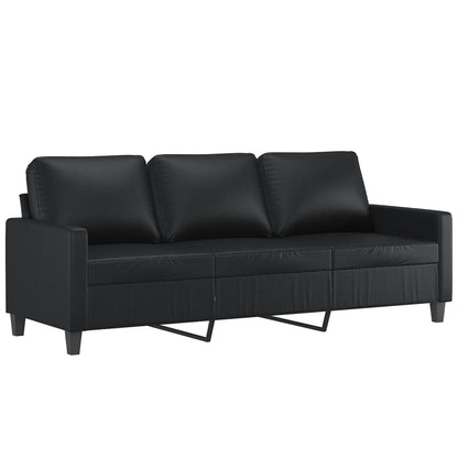 vidaXL 3-tlg. Sofagarnitur mit Kissen Schwarz Kunstleder