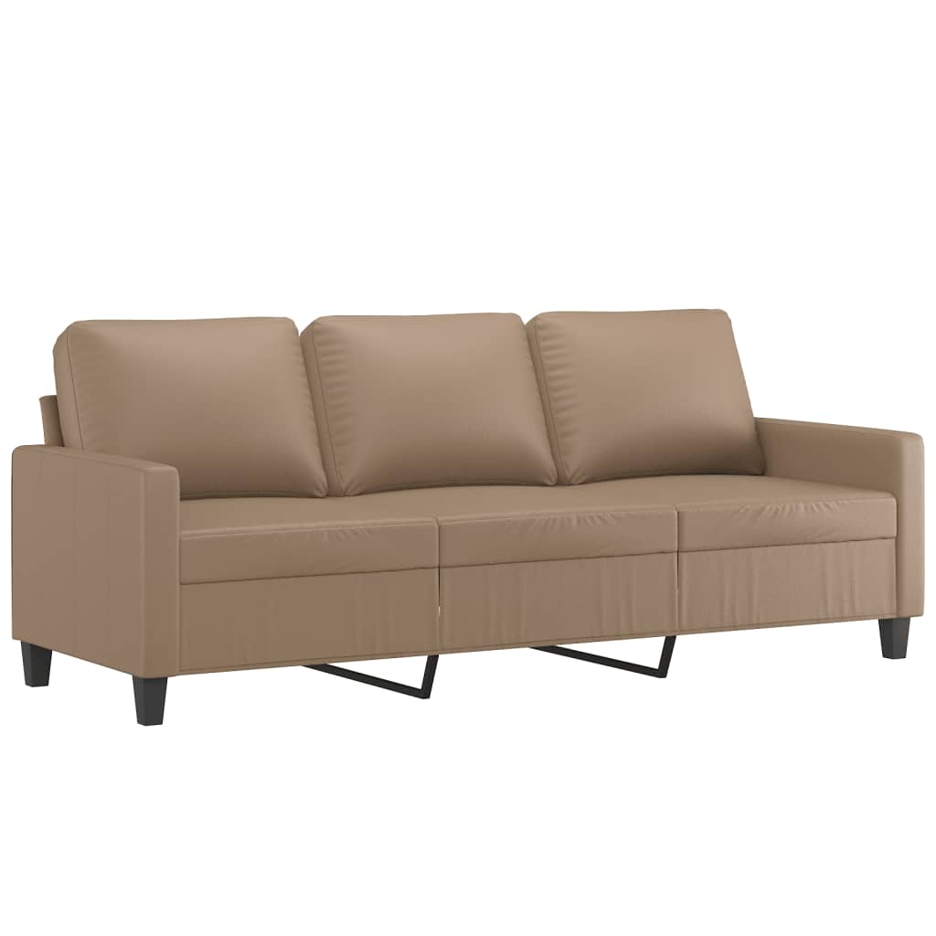vidaXL 3-tlg. Sofagarnitur mit Kissen Cappuccino-Braun Kunstleder