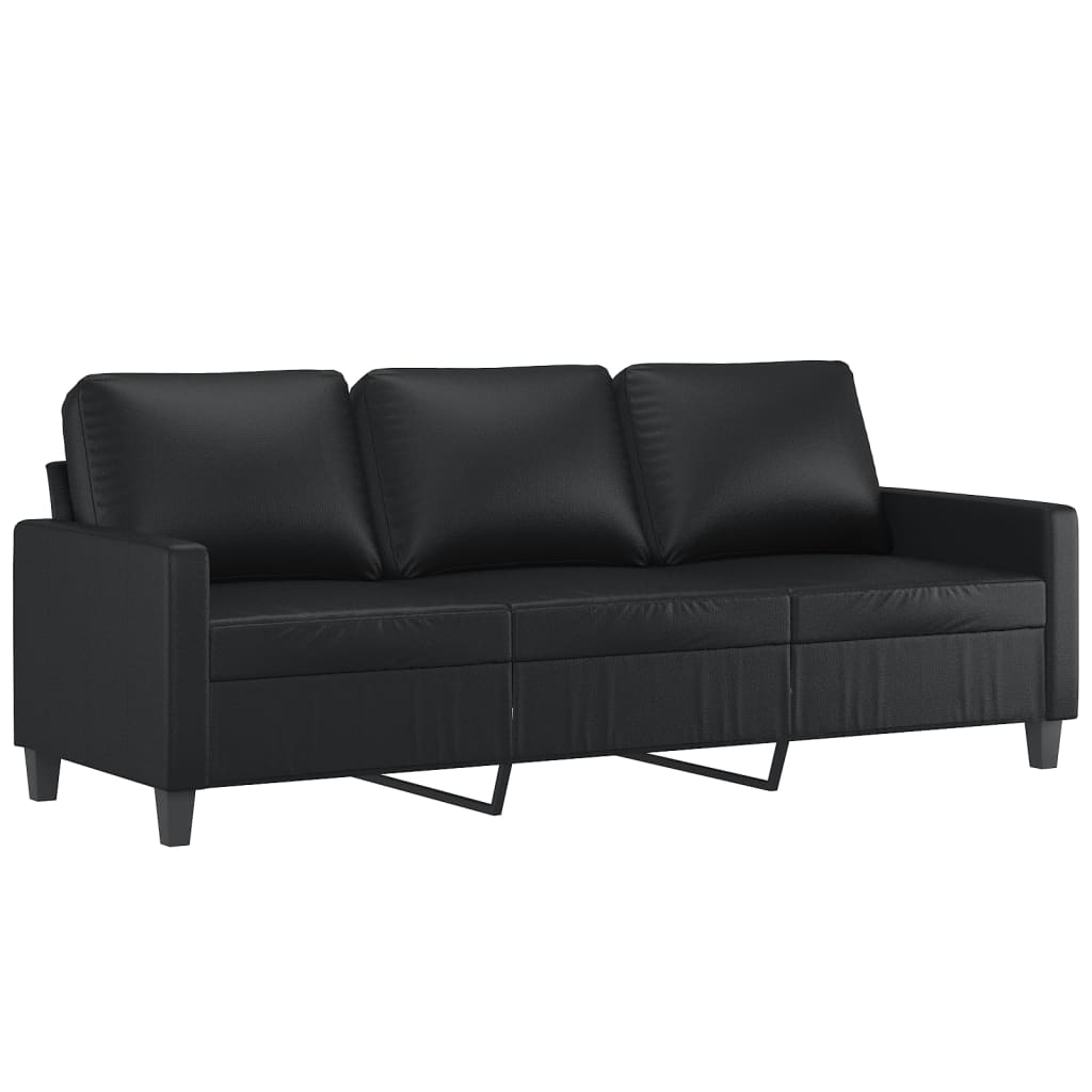 vidaXL 4-tlg. Sofagarnitur mit Kissen Schwarz Kunstleder
