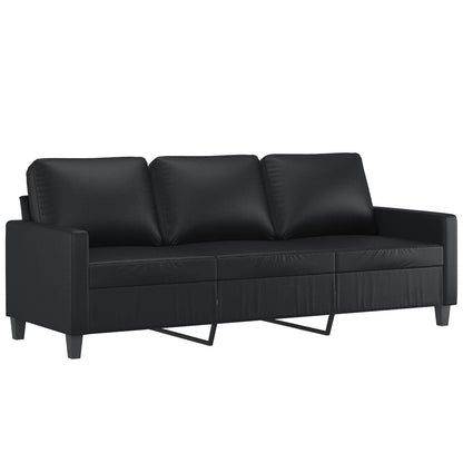 vidaXL 4-tlg. Sofagarnitur mit Kissen Schwarz Kunstleder