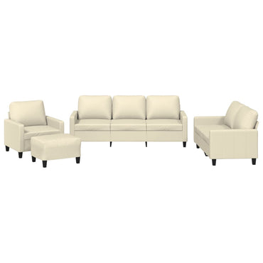 vidaXL 4-tlg. Sofagarnitur mit Kissen Creme Kunstleder